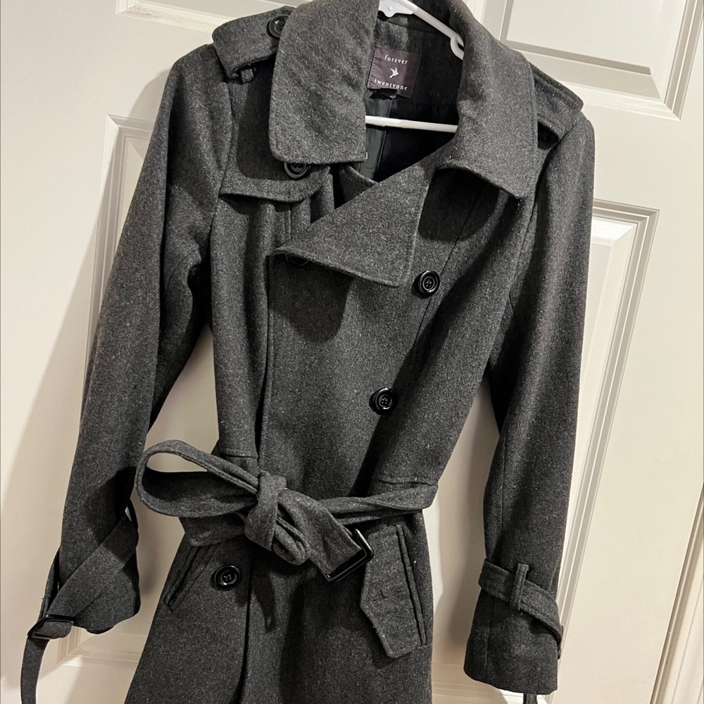 Dark gray pea coat. Lightly worn. Great condition - Picture 1 of 6